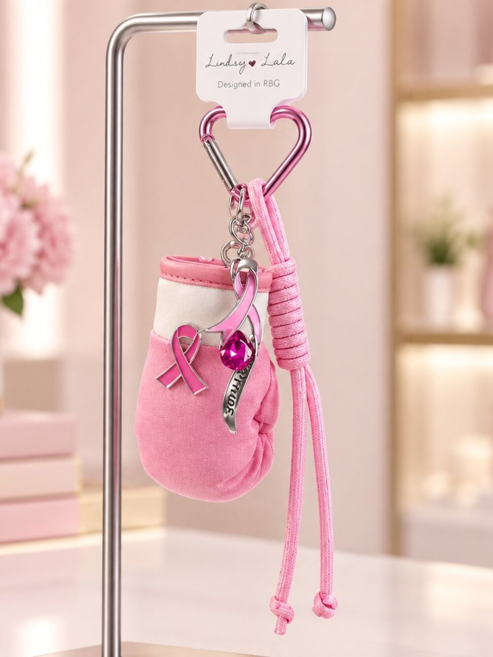 Fight Breast Cancer Key Ring/Bag Charm